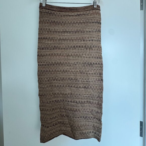 House of Harlow 1960 Metallic Jacquard Knit Pencil Skirt – Brown/Gold – Large - Picture 1 of 4